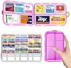 Pill Organizer Travel Medicine Case - Daily Pill Organizer with 144 Labels, Portable Travel Essentials for Medication