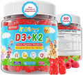 Vitamin D3 K2 Gummies for Kids + Calcium, Magnesium, Zinc, Phosphorus, Vitamin C, Kids Multivitamin D3 & K2 Supplement for Bṏne Health, Calcium Absorption, Focus & Immunity, Non GMO, Sugar Free, 60Cts