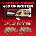 MUSASHI High Protein Bar, 45g Protein, 2g Total Sugars, Peanut Butter & Milk Chocolate Coated, Post Workout and Protein Snack On The Go, 12 Pack of 3.2oz (90g) Bars