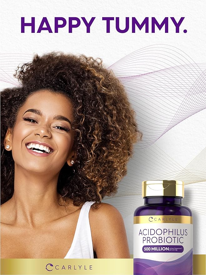 Carlyle Acidophilus Probiotic Capsules for Women and Men | 500 Million CFU | 200 Pills | Lactobacillus Supplement | Non-GMO and Gluten Free