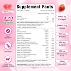 Collagen Peptides Gummies, Collagen Gummies for Women & Men, Type I,II,III,V,X Protein with Biotin, Hyaluronic Acid, Vitamin C for Healthy Skin | Strawberry Flavored, Sugar Free, 120 Cts