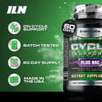 Iron Labs Nutrition: Cycle Support Plus NAC (N-Acetyl-L-Cysteine) - On Cycle Support Supplements for Men - N Acetyl L Cysteine and Milk Thistle (240 Capsules)