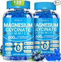 Magnesium Glycinate Gummies 600mg, Chewable Sugar Free Potassium Magnesium Gummies, Vitamin D, B6, and CoQ10 for Calm Support & Sleep for Adults, 60 Days Supply, 2 Pack