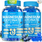 Magnesium Glycinate Gummies 600mg, Chewable Sugar Free Potassium Magnesium Gummies, Vitamin D, B6, and CoQ10 for Calm Support & Sleep for Adults, 60 Days Supply, 2 Pack