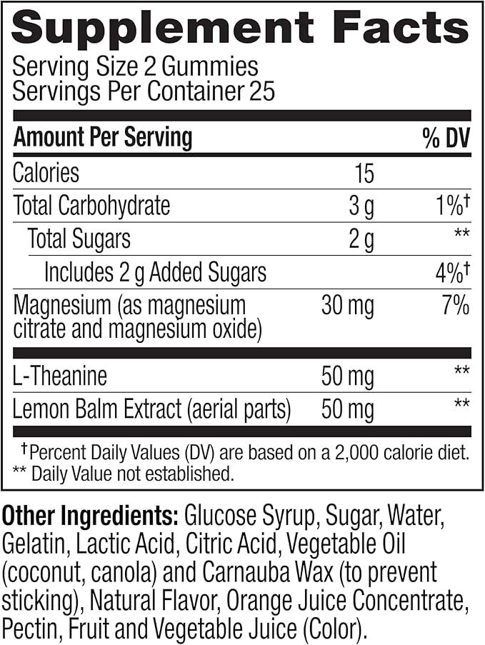 OLLY Kids Chillax Gummy, For a Calm and Relaxed Mood*, Magnesium, L-Theanine, Lemon Balm Extract, Chewable Supplement, Sherbet Flavored, 25 Day Supply - 50 Count (Packaging May Vary)