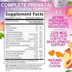 Prenatal Vitamins for Women - Pregnancy Vitamins Gummies with Folic Acid, Vitamin A, C, D3, B12, B6 - Prenatal Multivitamin Gummy for for Fetal Support, Pregnant & Nursing Women - 60 Gummies