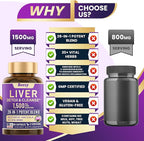 28-in-1 Liver Cleanse Detox & Repair - 1500mg Liver Health Support with Milk Thistle, Dandelion Root, Artichoke Extract, and 20+ Herbal Liver Support Supplements - Made in USA - 60 Capsules
