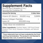 Liquid Collagen and Biotin, 2 Fl. Oz, Ultra-Strength Collagen Peptides for Women, Third-Party Tested Biotin for Hair Growth Women, Nails, and Skin Vitamins B7 Collageno Peptides – Vanilla Flavor