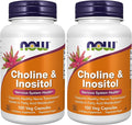NOW Foods Supplements, Choline & Inositol 500 mg, Healthy Nerve Transmission*, Nervous System Health*, 100 Capsules (Pack of 2)