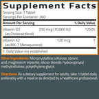 Bronson Vitamin K2 (MK7) with D3 Supplement Extra Strength 2 in 1 Support, 10,000 IU Vitamin D3 & 120 mcg K2 MK-7, 360 Tablets