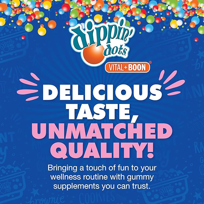 Dippin Dots - Melatonin Gummies for Kids & Adults (60 Days Supply) Strawberry Sunset Creme Flavor | 2.5mg Per Kids Melatonin Supplement for Faster, Longer Sleep | Gummies for Children (120 Count)