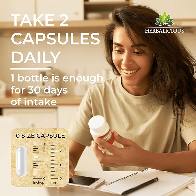 HERBALICIOUS Bovine Collagen Supplements for Men and Women | Hydrolyzed Grass-Fed Bovine Collagen Peptides | Joint, Nerve & Bone Support | Non-GMO, Anti-Aging | 100 Capsules