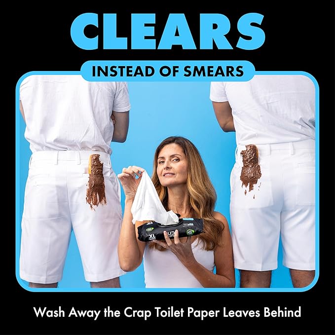DUDE Wipes Unscented Flushable Wipes - Extra-Large Adult Wet Wipes for Sensitive Skin - 6 Pack (288 Count) - Infused with Vitamin E and Aloe - Septic and Sewer Safe
