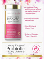 Carlyle Urinary and Vaginal Probiotic for Women | 60 Capsules | with Cranberry | Supports Healthy Urinary Tract, Vaginal pH, Yeast Balance, Vaginal Flora | Vegan, Non-GMO and Gluten Free | for Her