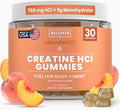 WellPath Creatine HCl Gummies 750mg – Chewable Creatine Gummies for Women and Men – 5g Monohydrate Equivalent - Peach Yuzu Tart Flavor, Real Sugar - Cognitive & Performance Support – Non-GMO, 90ct