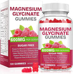 Magnesium Glycinate Gummies 120 Count - Sugar Free Magnesium Supplement - Supports for Sleep, Memory, Mood, Muscle, Relaxation, Heart & Bone Health