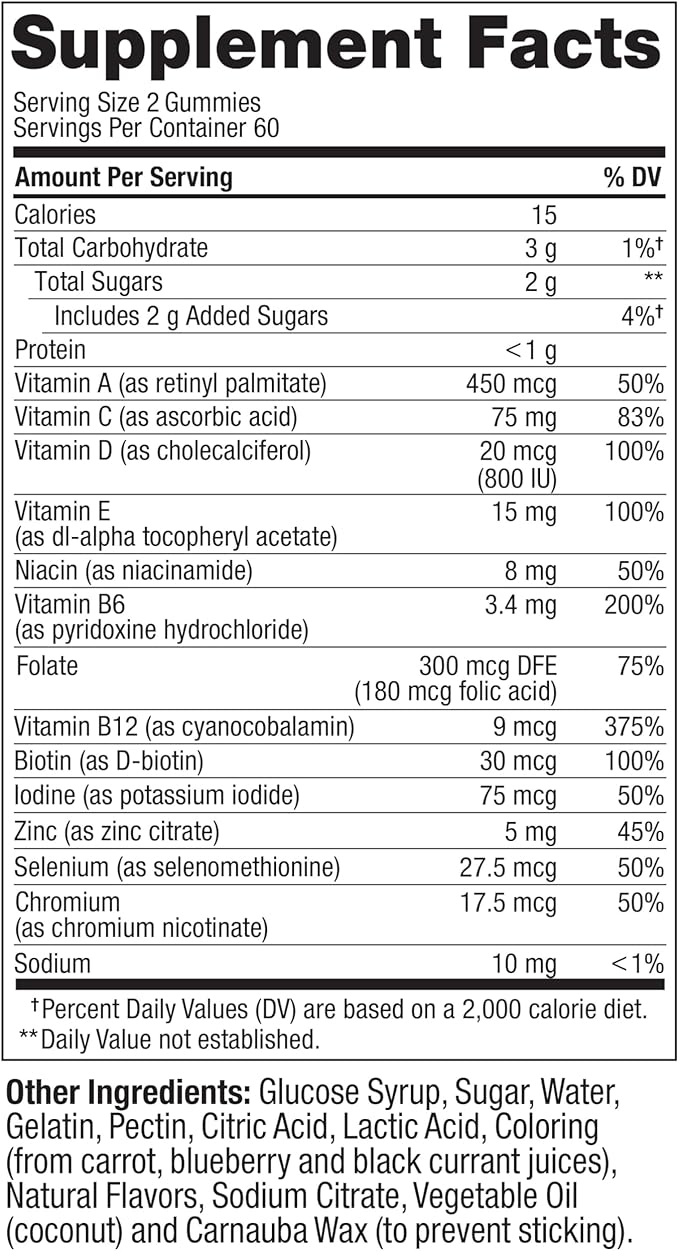 OLLY Men's Multivitamin Gummy, Immune Support, Vitamins A, C, D, E, B, Lycopene, Zinc, BlackBerry, 60 Day Supply - 120 Count