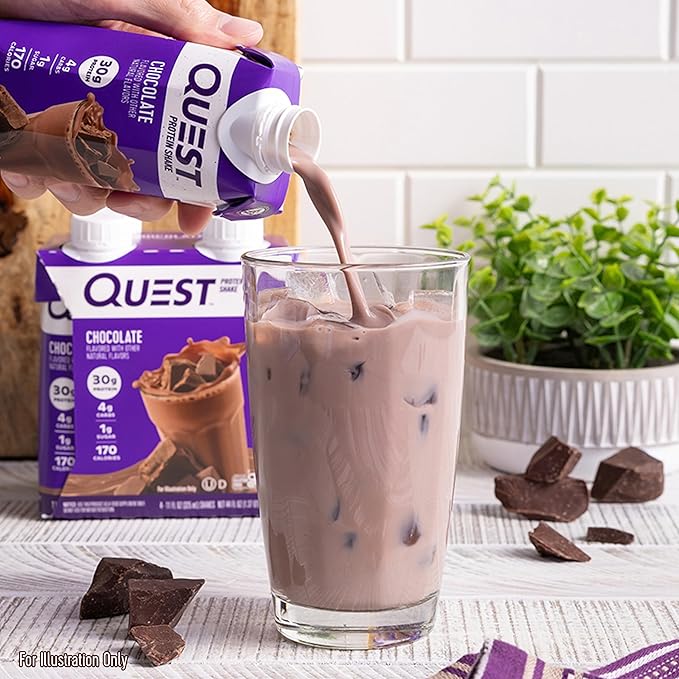 Quest Nutrition Ready To Drink Chocolate Protein Shake,30g Protein,4g Net Carbs,Gluten Free,Keto Friendly,11 fl oz,(Pack of 24)