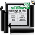 Kopperko Small Pill Tube (116mm, 4.6 Inch 500-Pack) | Child Resistant Small Medicine Container | Tube Food Container for Spices | Airtight, UV Resistant & Waterproof (Black Plastic)