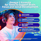 Vegan Omega-3 Gummies - 1000mg Algae Oil with 650mg DHA & 250mg EPA for Teens & Adults - Plus Vitamin D3, A,C, Lutein, Zeaxanthin, Magnesium for Eye & Immune Health, Brain - Sugar Free, Non-GMO, 60Cts