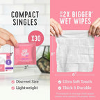 Stall Mates Feminine Fresh - Flushable Wipes, Individually Wrapped Cleansing Travel Friendly PH balanced Unscented with Sunflower, Rosemary and Aloe (30 on-the-go singles)