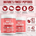 Purely Optimal Collagen Peptides Powder - 5 Types Hydrolyzed Collagen Peptides with Biotin, B12, & Hyaluronic Acid for Hair, Skin, Nails, Bones & Joints - Unflavored, Easy Mixing, 16oz, 42 Servings