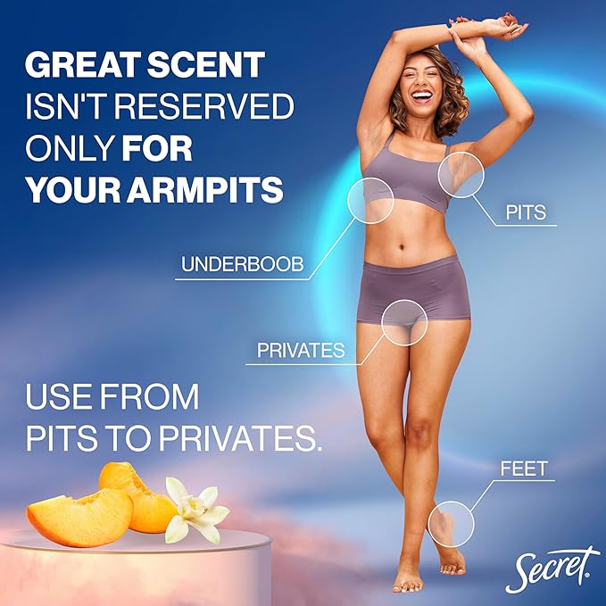 Secret Whole Body Feminine Wash + Deodorant Spray Bundle for Women, Peach + Vanilla Blossom Scent, Aluminum Free, Odor Protection, 8.0 oz & 3.5 oz (Pack of 2)