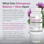 Organixx Menopause Balance + Glow, Womens Supplement with Ashwagandha, Reishi Mushroom, and Milk Thistle, Plant Based Adaptogens and Superfood Blend, Dairy, Soy & Gluten Free, Non GMO, 30 Capsules