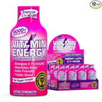 Vitamin Energy Mood+ Extra Strength Energy Shot Tropical Berry 12 Pack, 260mg Natural Caffeine, B-Vitamins, Rhodiola, Chamomile, Mood & Energy Support, Zero Sugar, Gluten-Free, Vegan, 1.93 fl oz