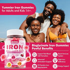 Iron Bisglycinate 26mg Filled Gummies- Gentle Beet Root Iron Gummy plus Vitamin C, Supplement Iron with B12 & Folate for Women & Men, Iron Deficiency, Immune & Energy Support, Sugar-Free, Vegan,120Cts