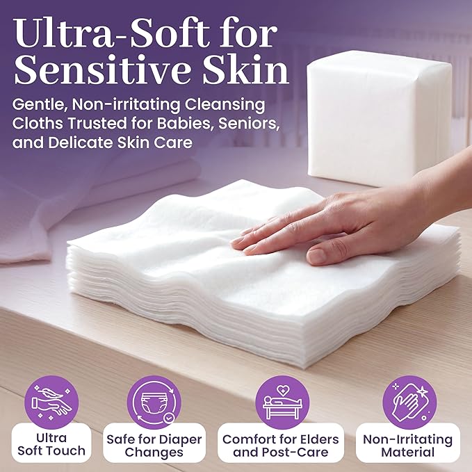 Disposable Dry Wipes, 200 Pack – Ultra Soft Non-Moistened Cleansing Cloths for Adults, Incontinence, Baby Care, Makeup Removal – 9.5" x 13.5" - Hospital Grade, Durable – by ProHeal