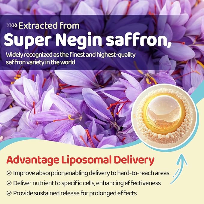 duwhot Liposomal Saffron Gummies for Kids 4+, Saffron Supplements w/Holy Basil, Rosemary, Magnesium Glycinate, Omega-3 & More, Brain Focus Support Supplement, Vegan, Organic, Sugar Free, 120 Chewables