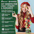 Moringa Gummies 1000mg for Women & Men Sugar-Free, 13-in-1 Superfood with Turmeric, Ashwagandha, Trans-Resveratrol, VB12 D3, Pure Moringa Leaf Supplement for Energy, Immune, Skin,Antioxidant, 60 Chews