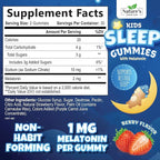 Nature's Choice Kids Sleep Gummies - 2mg Melatonin Per Serving - Children's Sleep Gummy, Non-Habit Forming, Works with Natural Sleep Cycle, Calm & Drug-Free, Tasty Natural Berry Flavor, 60 Gummies
