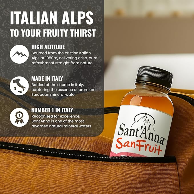 Sant’Anna SanFruit Mixed Fruit Drink 11.15 Fl Oz (12-Pack) | Italian Beverage with Real Juice (Apple, Peach, Orange, Passion Fruit, Banana) | Made with Natural Mineral Water from the Italian Alps | No Added Sugar, No Preservatives