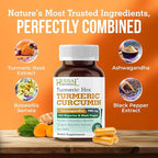 Turmeric Supplement Hrx- Immune Supplement, Metabolism Booster Joint Support Supplement with Turmeric Curcumin, Boswellia, Curcuma & Black Pepper Extract - 60 Capsules (Pack of 2)