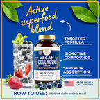 Vegan Collagen for Women and Men Supplements - Vitamin C, Biotin, Amino Acids Glycine, Lysine, Proline, Organic Fruit & Vegetable Powder - Once A Day - 30 Plant Based Collagen Boost Tablets