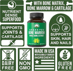 Peak Performance Grass Fed Bone Marrow - Whole Extract Supplement 180 Capsules - Superfood Pills Rich in Collagen, Vitamins, and Amino Acids - from Matrix Cartilage - Ancestral Tablets