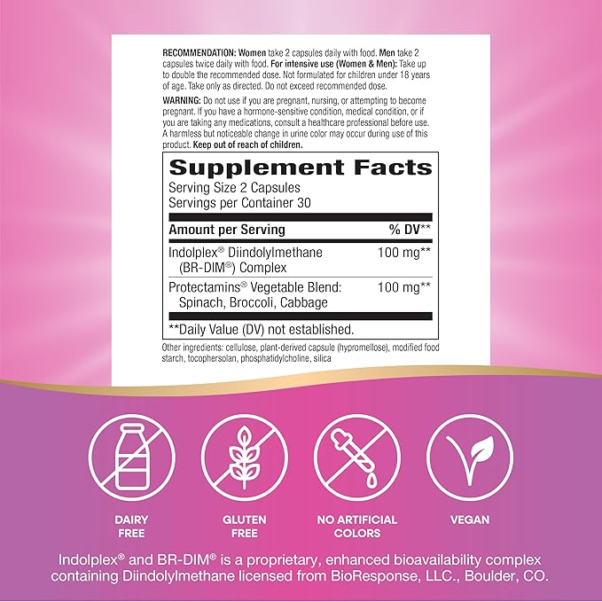 Nature's Way DIM-Plus, DIM Supplement, Supports Balanced Estrogen Metabolism*, Supports Estrogen Hormone Balance*, Diindolylmethane, 60 Vegan Capsules