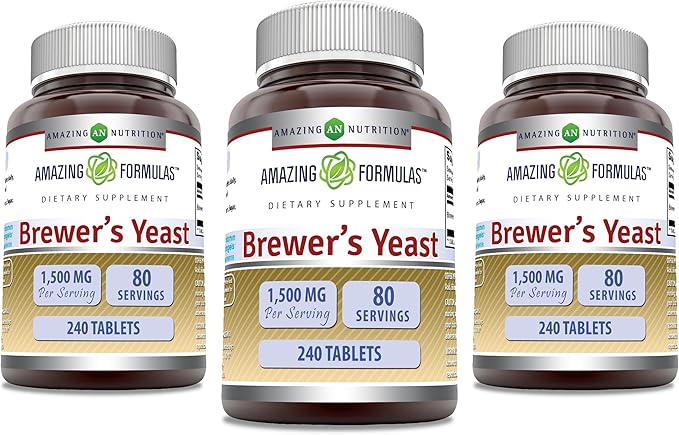 Amazing Formulas Brewers Yeast 1500mg Per Serving Tablets Supplement | Non-GMO | Gluten Free | Made in USA (240 | 3 Pack)
