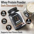 Dark Chocolate Whey Protein Powder. 25g Protein Shake for Post Workout Recovery, Smoothie & Baking. Gluten & Sugar Free, Highly Kosher, With Amino Acids (5.5g BCAA, 2.7g Leucine), 1.65lbs, 23 Servings