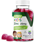 Viteey Zinc for Kids Gummies, 25mg - Immune Support - Powerful Natural Antioxidant, Kids Zinc Vitamin Supplement - Vegan, Gelatin Free, Gluten Free - Tasty Chewable Berry Flavor Gummy