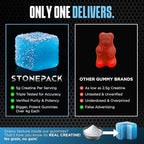 STONEPACK Creatine Gummies – The Only Lab-Verified 5g Creatine Monohydrate | Plus B12 for Energy, Accurate Dosing, Sugar-Free, Vegan, Gluten-Free | 120 Count Blue Raspberry Flavor