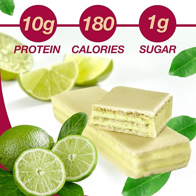 ProtiDIET Key Lime Pie Protein Wafer Bar - Low Sugar High Protein Snacks for Adults, Perfect On the Go Meal Replacement Bar and Nutritional Snack - 7 Key Lime Wafers Per Box
