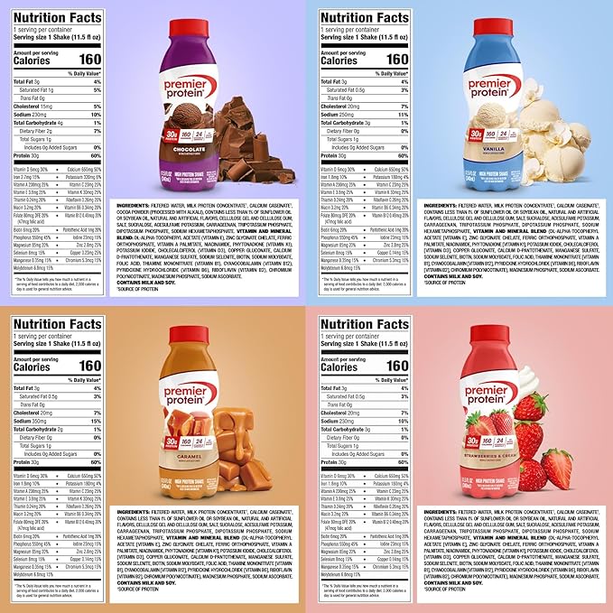 Premier Protein Shake, Variety Pack (8 Flavors, 2 of Each), 30g Protein, No Added Sugar, 24 Vitamins & Minerals, 11.5 fl oz Bottles (16 Pack)