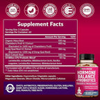 Hormone Balance + Probiotics for Women- Natural Menopause Relief, Weight Management, Bloating, Hot Flashes, PMS | Organic Maca, Chasteberry, Dong Quai & Black Cohosh | Non GMO |120 V Capsules