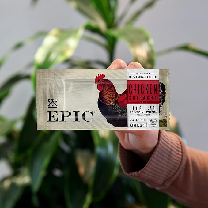 EPIC Bars, Chicken Sriracha, Keto and Paleo Friendly, Whole30 Approved, Gluten Free, 12 Count, 15.6 oz