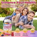 Calcium Citrate Gummies - 1200mg Calcium Gummies Supplements for Women & Men with Vitamin D3, K2, Magnesium, Zinc High Absorption for Bone, Muscle & Immune Support, Fruit Flavor, 60 Count