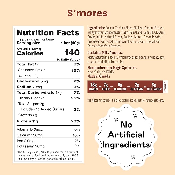 Magic Spoon Treats - 8 High Protein Bars, Smores - High Protein Gluten Free Snack - Sugar& Gluten Free Protein Cereal Bar - Low Carb & Keto Friendly - Healthy Snacks for Adults