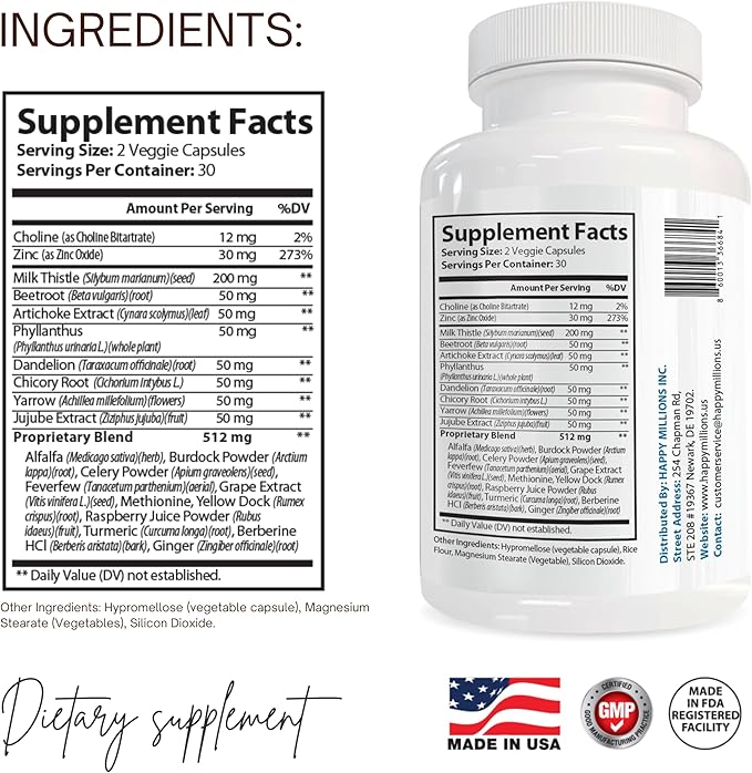 Liver Support Supplement | with Milk Thistle, Dandelion, Beetroot, Zinc & Herbal Blend | 60 Veg Capsules